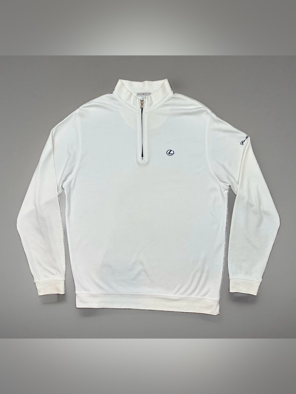 ⛳ Peter Millar Lexus Crown Sport Perth Quarter Zip White Large Pullover Golf ⛳